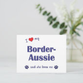 Ik hou van mijn grens-Aussie (Vrouw Dog) Briefkaart (Staand voorkant)