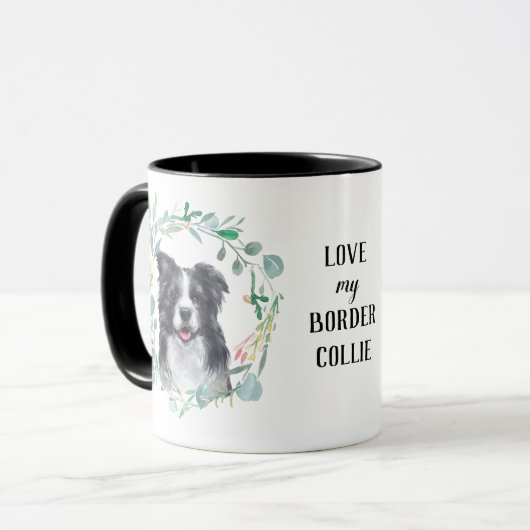 Ik hou van mijn grens, Collie Wreath Coffee Mok (Voorkant links)