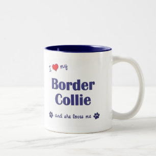 Ik hou van mijn grenscollie (Vrouw Dog) Tweekleurige Koffiemok