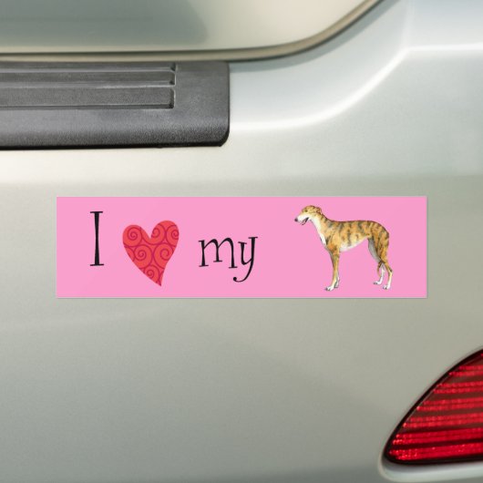 Ik hou van mijn Greyhound Bumpersticker (Op auto)
