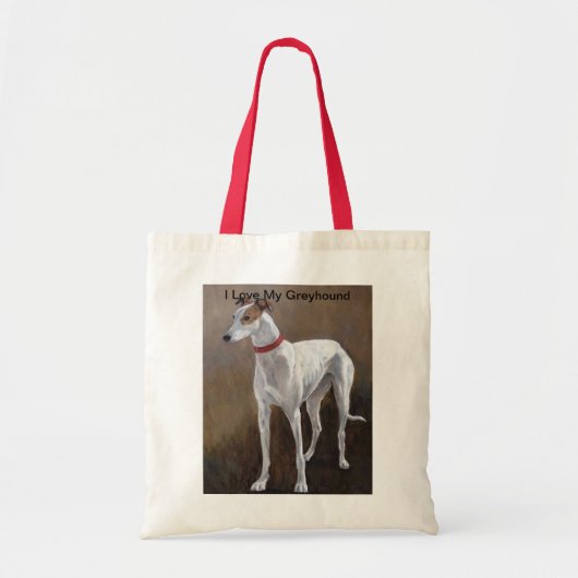 Ik hou van mijn Greyhound Dog Art Canvas tas (Voorkant)