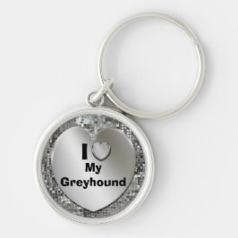Ik hou van mijn Greyhound Heart Keychain