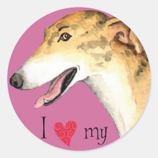 Ik hou van mijn Greyhound Ronde Sticker (Voorkant)