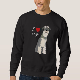 Ik hou van mijn grijze en witte Schnauzer hond Trui