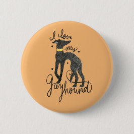 Ik hou van mijn grijze hond ronde button 5,7 cm