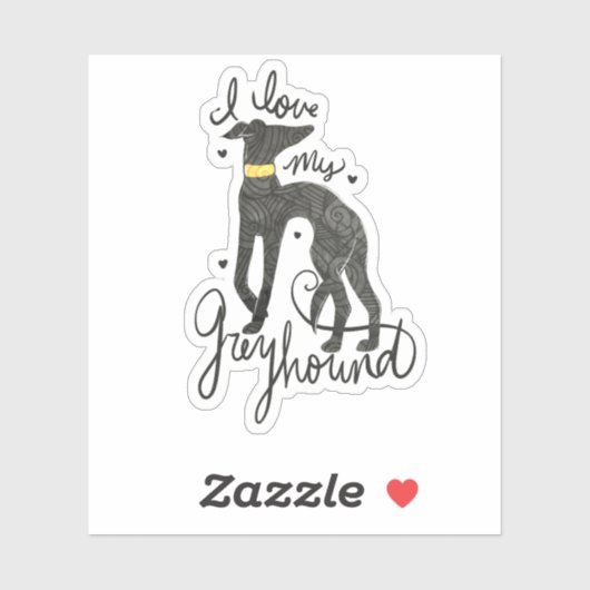 Ik hou van mijn grijze hond sticker (Vel)