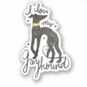 Ik hou van mijn grijze hond sticker (Voorkant)