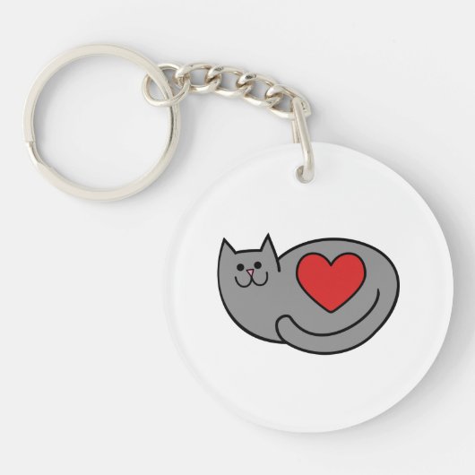 Ik hou van mijn grijze kat sleutelhanger (Voorkant)