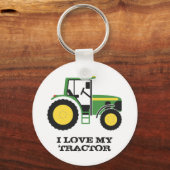 Ik hou van mijn groene tractorsleutel sleutelhanger (Voorkant)