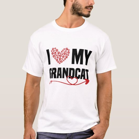 Ik hou van mijn grootkat hart poot kat liefhebbers t-shirt (Voorkant)