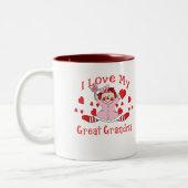 Ik hou van mijn grootmoeder Rag Doll & Hearts Tweekleurige Koffiemok (Links)