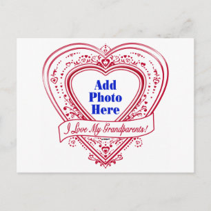 Ik hou van mijn grootouders! Foto Red Hearts Briefkaart