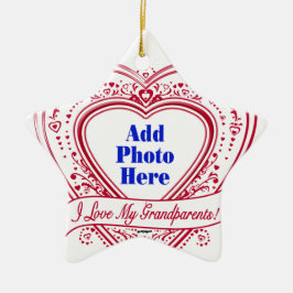 Ik hou van mijn grootouders! Foto Red Hearts Keramisch Ornament