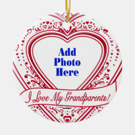 Ik hou van mijn grootouders! Foto Red Hearts Keramisch Ornament