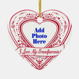 Ik hou van mijn grootouders! Foto Red Hearts Keramisch Ornament
