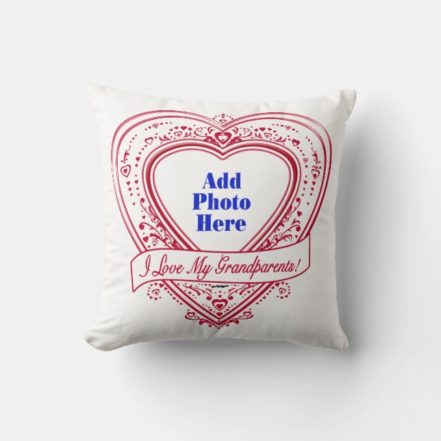 Ik hou van mijn grootouders! Foto Red Hearts Kussen (Voorkant)