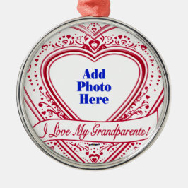 Ik hou van mijn grootouders! Foto Red Hearts Metalen Ornament