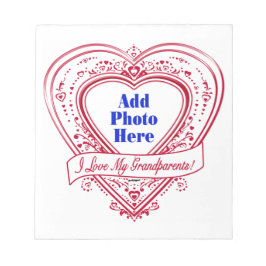 Ik hou van mijn grootouders! Foto Red Hearts Notitieblok