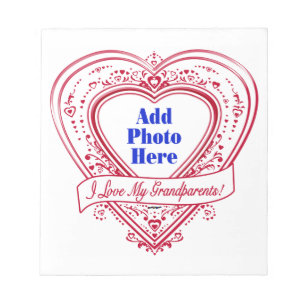 Ik hou van mijn grootouders! Foto Red Hearts Notitieblok