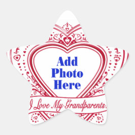 Ik hou van mijn grootouders! Foto Red Hearts Ster Sticker