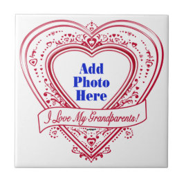 Ik hou van mijn grootouders! Foto Red Hearts Tegeltje