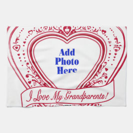 Ik hou van mijn grootouders! Foto Red Hearts Theedoek