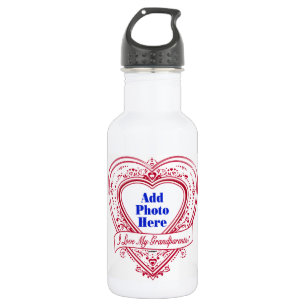 Ik hou van mijn grootouders! Foto Red Hearts Waterfles