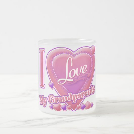 Ik hou van mijn grootouders roze/paars - hart matglas koffiemok (Center)
