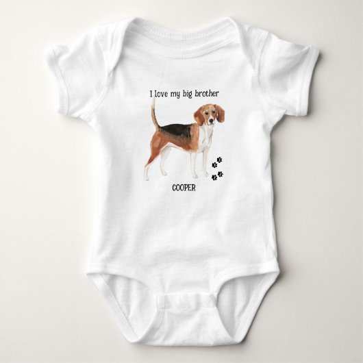 Ik hou van mijn grote broertje Beagle Dog voor Bab Romper (Voorkant)