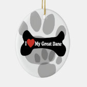 Ik hou van mijn grote deen - hondenbont keramisch ornament (Rechts)