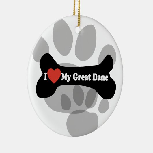 Ik hou van mijn grote deen - hondenbont keramisch ornament (Rechts)