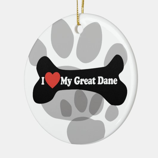 Ik hou van mijn grote deen - hondenbont keramisch ornament (Links)