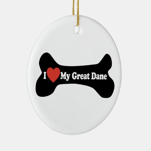 Ik hou van mijn grote deen - hondenbont keramisch ornament (Rechts)