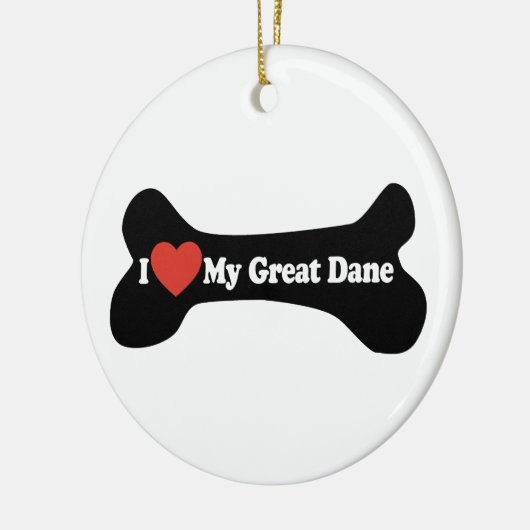 Ik hou van mijn grote deen - hondenbont keramisch ornament (Links)