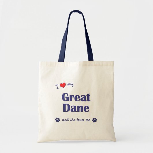 Ik hou van mijn grote deen (Vrouw Dog) Tote Bag (Voorkant)