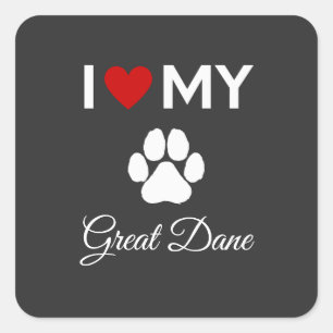 Ik hou van mijn Grote Deense hond aangepaste tekst Vierkante Sticker