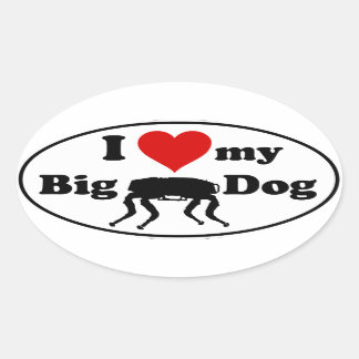 Ik hou van mijn grote hond ovale sticker