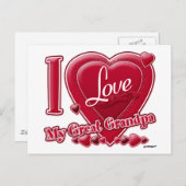 Ik hou van mijn grote opa rood - hart briefkaart (Voorkant / Achterkant)
