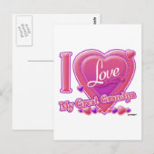 Ik hou van mijn grote opa roze/paars - hart briefkaart (Voorkant / Achterkant)