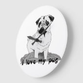 Ik hou van mijn grote pug klok (Hoek)