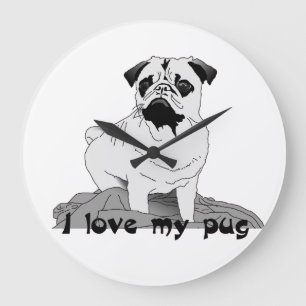 Ik hou van mijn grote pug klok