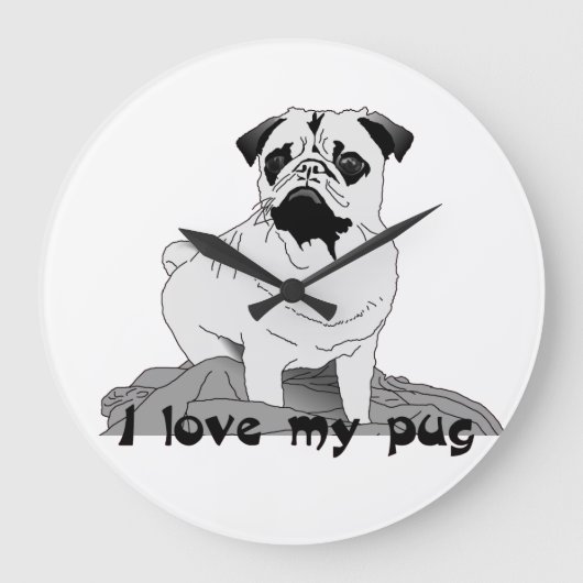 Ik hou van mijn grote pug klok (Voorkant)