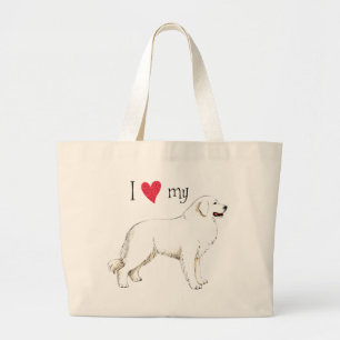 Ik hou van mijn Grote Pyreneeën Grote Canvas tas