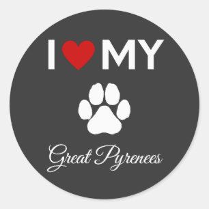 Ik hou van mijn Grote Pyreneeën hond aangepaste te Ronde Sticker