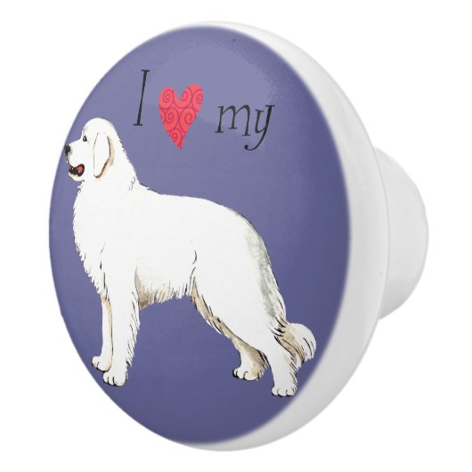 Ik hou van mijn Grote Pyreneeën Keramische Knop (Rechts)