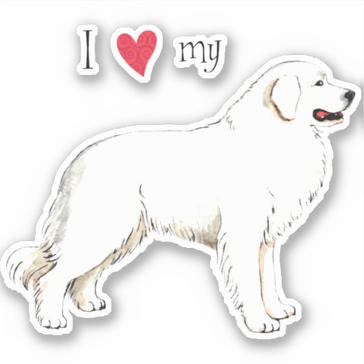Ik hou van mijn grote Pyreneeën Vinyl Sticker (Voorkant)