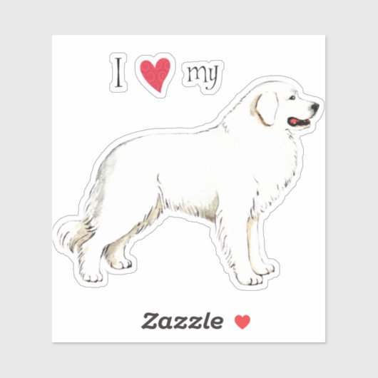 Ik hou van mijn grote Pyreneeën Vinyl Sticker (Vel)