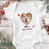 Ik hou van mijn grote zus Custom Heart Dog Foto Romper