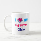 Ik hou van mijn grote zus gepersonaliseerde zuster koffiemok (Links)