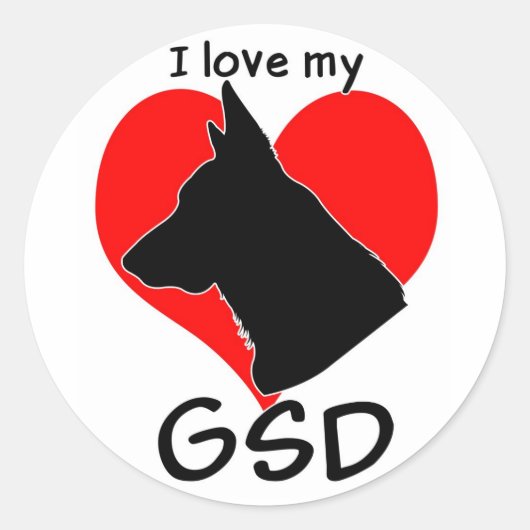 Ik hou van mijn GSD-stickers Ronde Sticker (Voorkant)